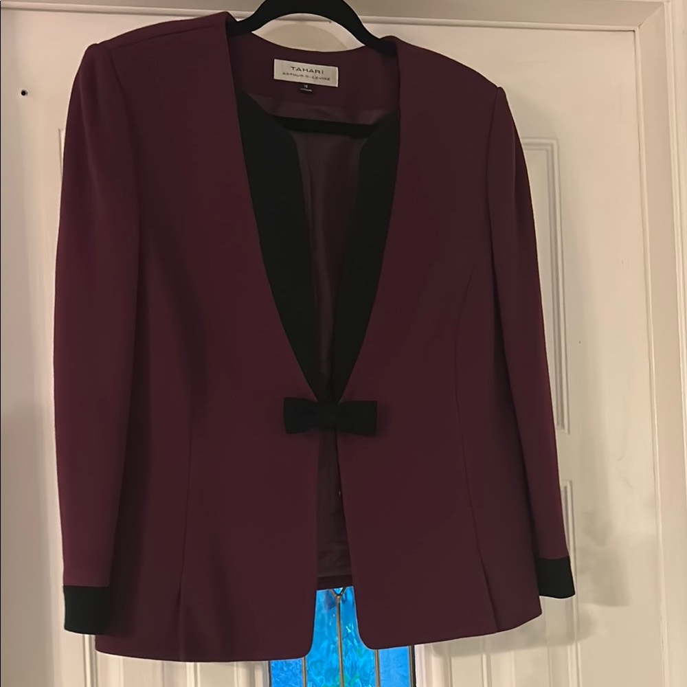 T Tahari Purple Blazer with Black Trim